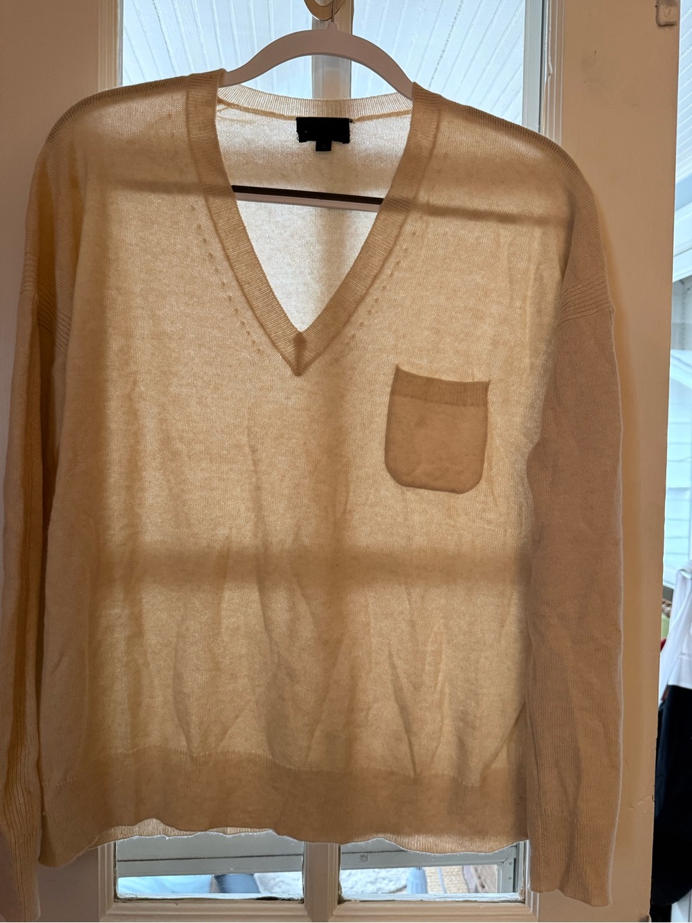 J. Crew Cashmere Boyfriend Women's V-Neck in Beige